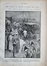 1901 PRINT BURIAL OF QUEEN VICTORIA QUEEN ALEXANDRA CARRIAGE AT PADDINGTON 