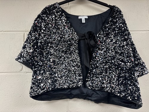 Black silver sequin - black, cape