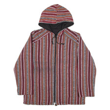 Mens Jacket Red Hooded Striped