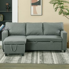 3Seater Sofa Bed Pull Out Sleeper Chair w/Hidden Storage Lounge Chaise Guest Bed