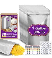 30PCS Midukit Mylar Bags for Food Storage 1 Gallon 10"x14" 8.6Mil, with L 