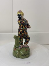 Antique 1830s Harlequin Black Face Jester Clown Figure Antique Pearlware Pottery
