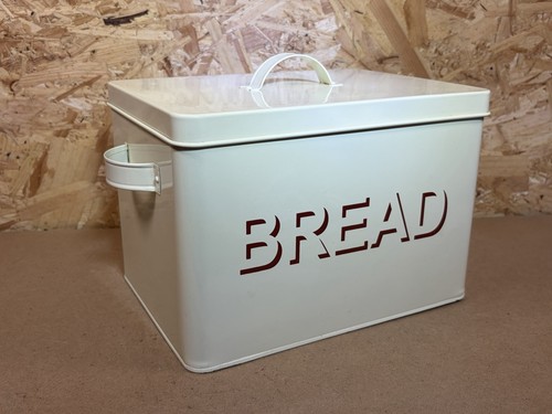 Vintage metal bread bin cream - bread,