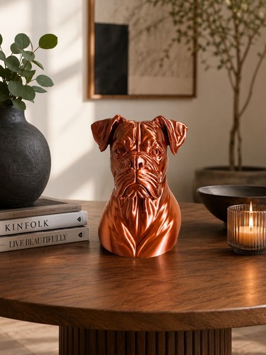 Copper boxer bust - bust, statue