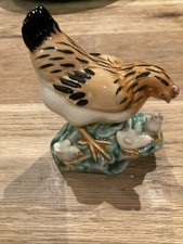 Vintage mother hen with chicks ceramic ornament, about 5 inches tall
