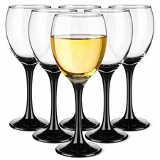 6x White Wine Glasses Black