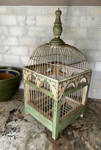 Vintage bird cage hand - bird,