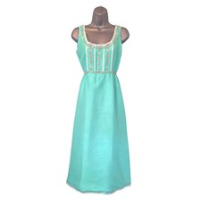 Jean Varon Regency Dress Size 8 Rare Pale Turquoise Green Floral Vintage 1960s 