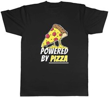 Pizza Lover T-Shirt Mens Powered by Pizza Funny Unisex Tee Gift