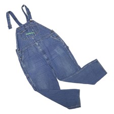 KEY Mens Blue Denim Dungarees Relaxed Fit Cotton Blend L W42 L30 Workwear