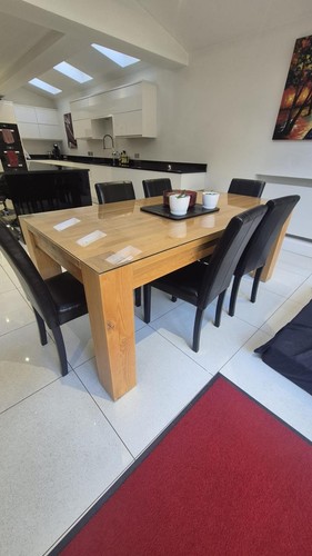 Solid oak dining table - solid, 200cm