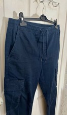 NEXT Motion Flex Size Medium Slim Fit Men’s Navy Blue Cargo Trousers Regular Leg