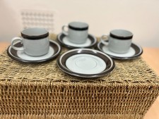 Arabia Finland Karelia Hand Painted Cup & Saucer Set – 3 Cups + 4 Saucers –