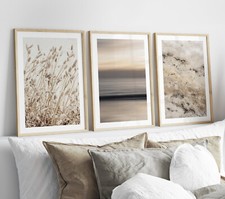 Set of 3 Beige Grey Wall Art
