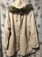 BM Bon Marche Beige Parka Style Hooded Winter Coat Jacket Size XL Extra Large
