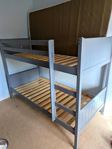 Grey wooden bunk - grey, frame