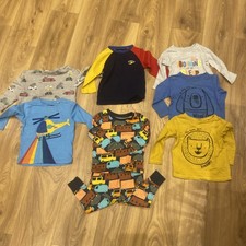 Bundle of 8 Boys' Clothing Items – Age 12–18 Months Long Sleeve Tops & PJ #SB