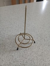 Check  Bill Spike Receipt Holder Ticket Organiser Brass Finish Rubber Feet 