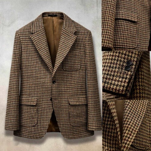 Houndstooth men tweed suit - houndstooth,