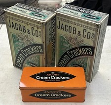 VINTAGE JACOB & CO CREAM CRACKERS KITCHEN ADVERTISING BISCUIT TIN CAN 1970s