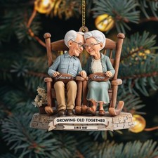 Going Old Together Couple 2D Flat Acrylic Ornament 2025,Rocking Chairs Acrylic