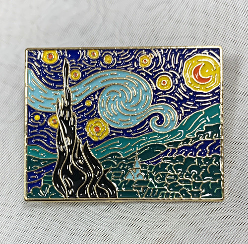 Starry night enamel pin - night,