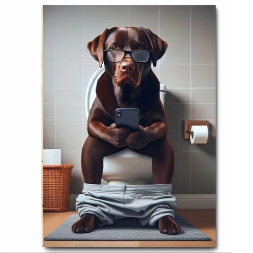 Labrador loo texting funny - on,