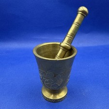 Vintage Brass Mortar Pestle Set Marked LNS To Base