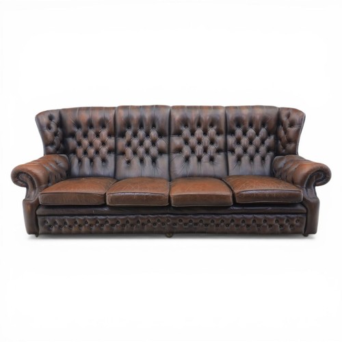 Brown leather chesterfield - leather,