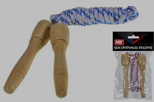 KIDS SKIPPING ROPE 2.3M -  TRADITIONAL/ WOODEN HANDLE/EXERCISE/PLAY/JUMP/FUN