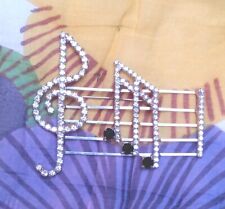 Vintage 1980s Diamante Treble Clef Music Brooch. Big. Sustainable. Gift Wrapped