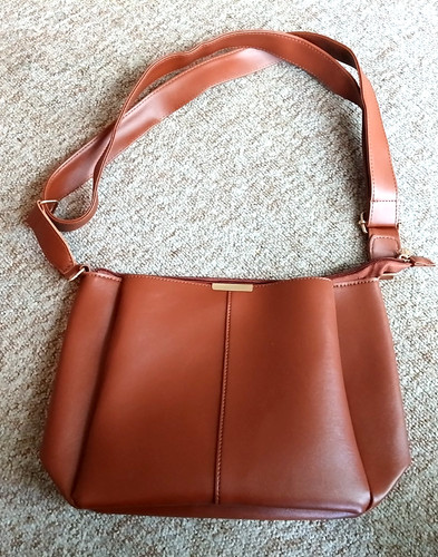 Tan faux leather medium cross - tan,