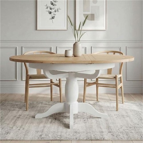 Painted white round extending - round,