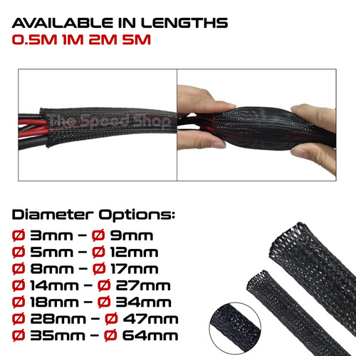 Black expandable braided cable - black,