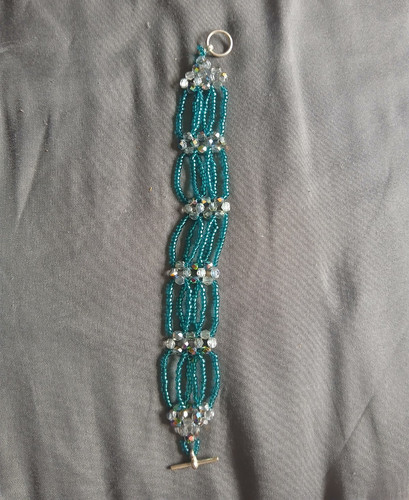 Blue silver glass beaded - &,