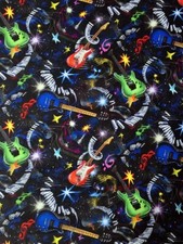 Rockin' Out, Man Cave, Music Guitars Timeless Treasure 100% Cotton Fabric 1/2 M