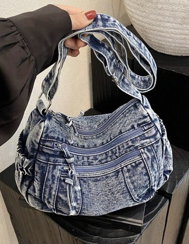 Retro washed denim shoulder - retro,