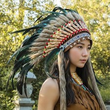 Native American Indian Headdress Chief Hat Headwear for Masquerade Men Women