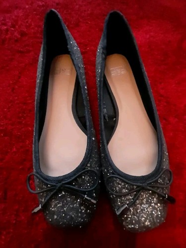 Black silver glitter flat - black/silver,