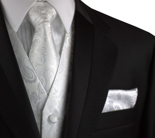 Men white paisley formal - men's,