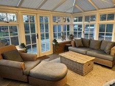 Wicker Conservatory Sofa And Armchair Plus Footstool Conservatory Furniture Set