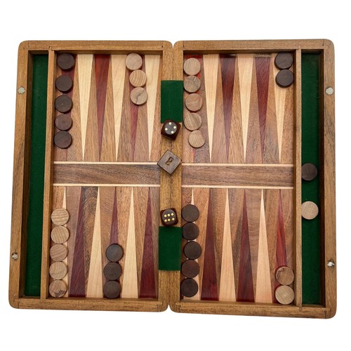 Wooden inlaid backgammon set - wooden,