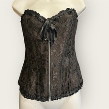 Black Floral Damask Overbust