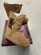 NIB UKALA TAJ LOW CHESTNUT BOOTS WOMENS SUEDE & MERINO Wool Lined Size 6