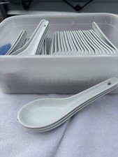 Chinese White  China Soup Spoons 13cm Long X 4 Cm Wide 