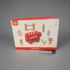 Wooden London Open Top Bus Playset With Play Pieces And London Landmarks