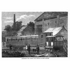 RAILWAY Experiments with Fairlie's Steam Carriage - Antique Print 1869