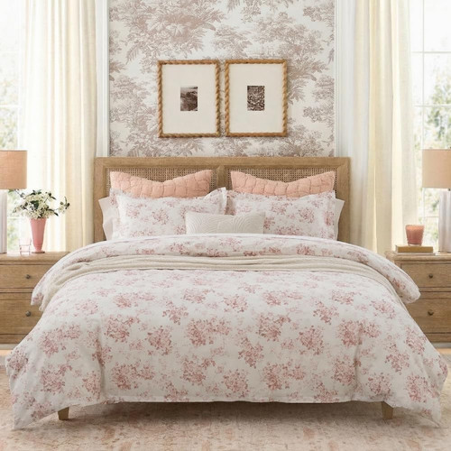 Pale red toile rose floral - pale,