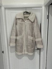 Tesco F&F cream shearling coat size 14 beautiful