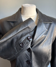 Black LEATHER TRENCH COAT 12